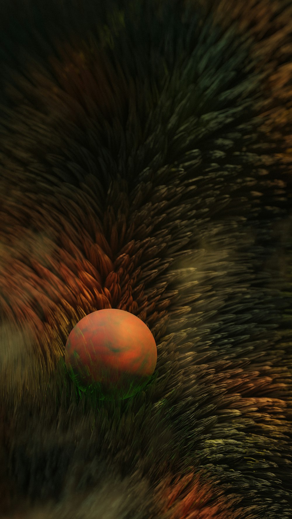an egg is sitting on a fur covered surface