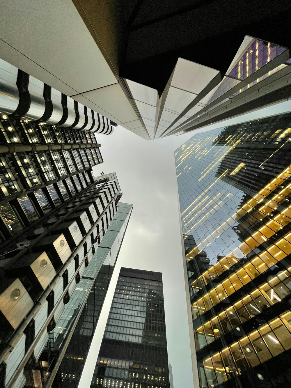 a group of tall buildings in a city