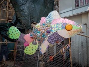 An intricate sculpture made from recycled materials.