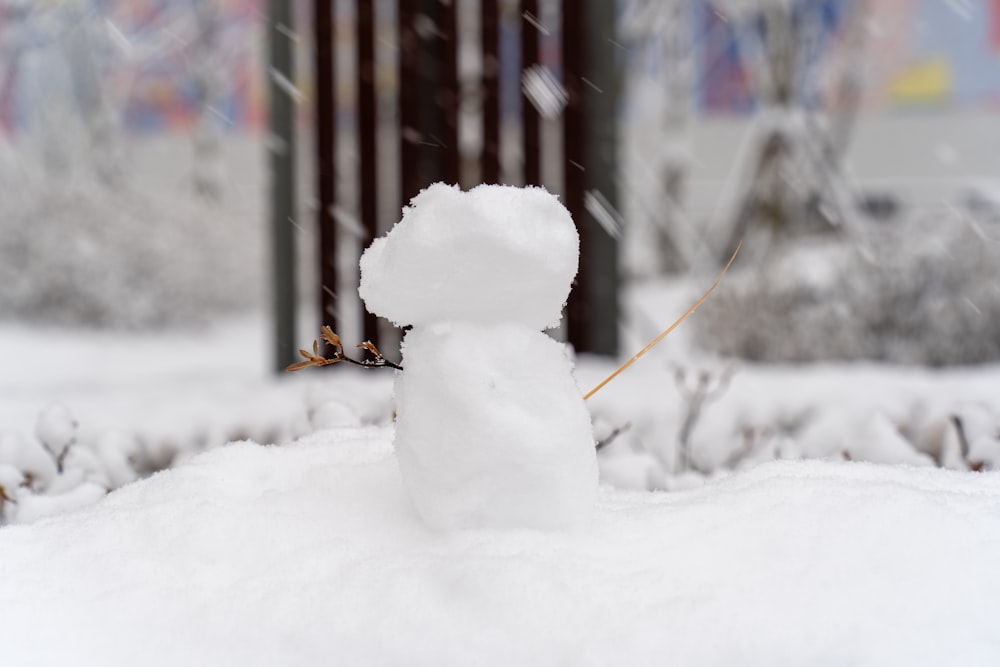 a snowman is standing in the middle of the snow