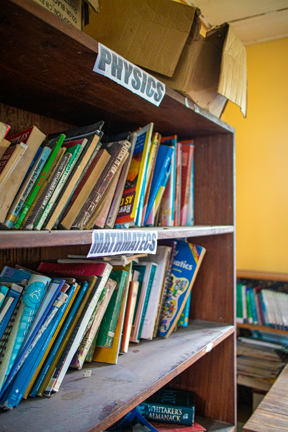 a book shelf filled with lots of books