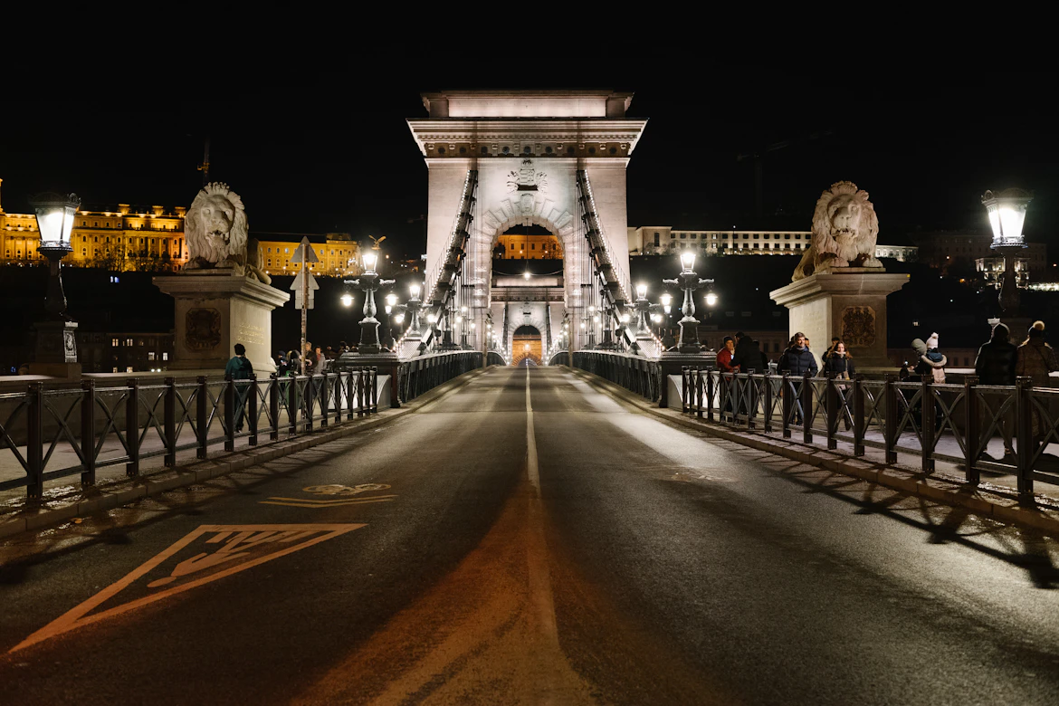The iconic Széchenyi Chain Bridge connecting Buda and Pest