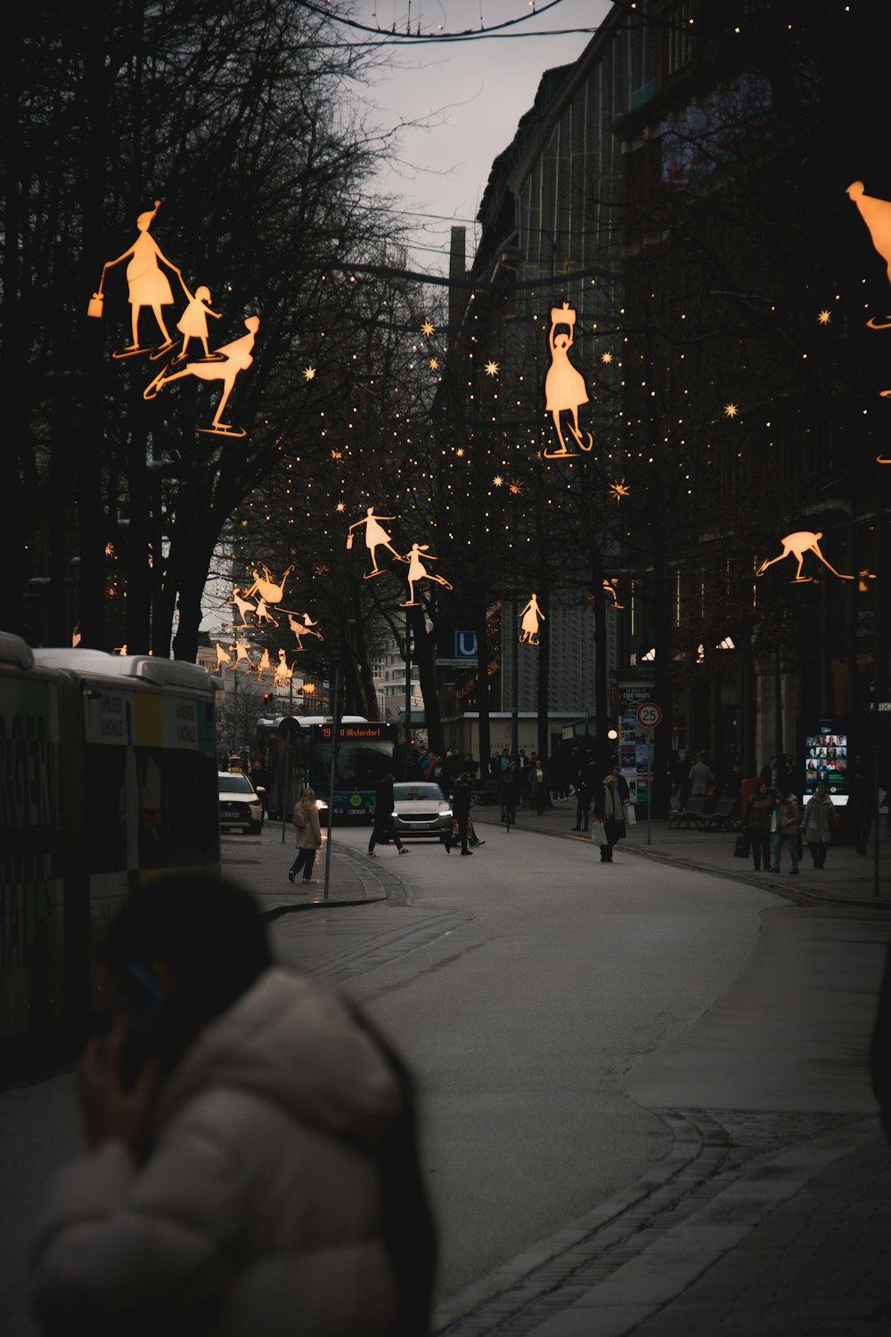 a person on a cell phone on a city street