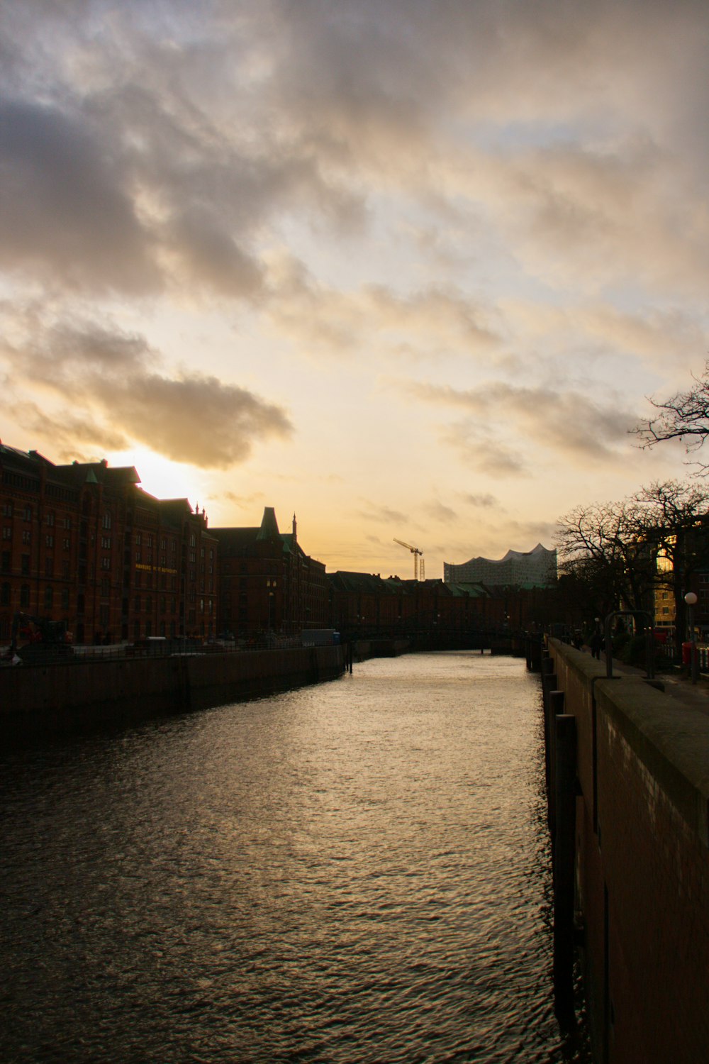 a body of water with buildings in the background