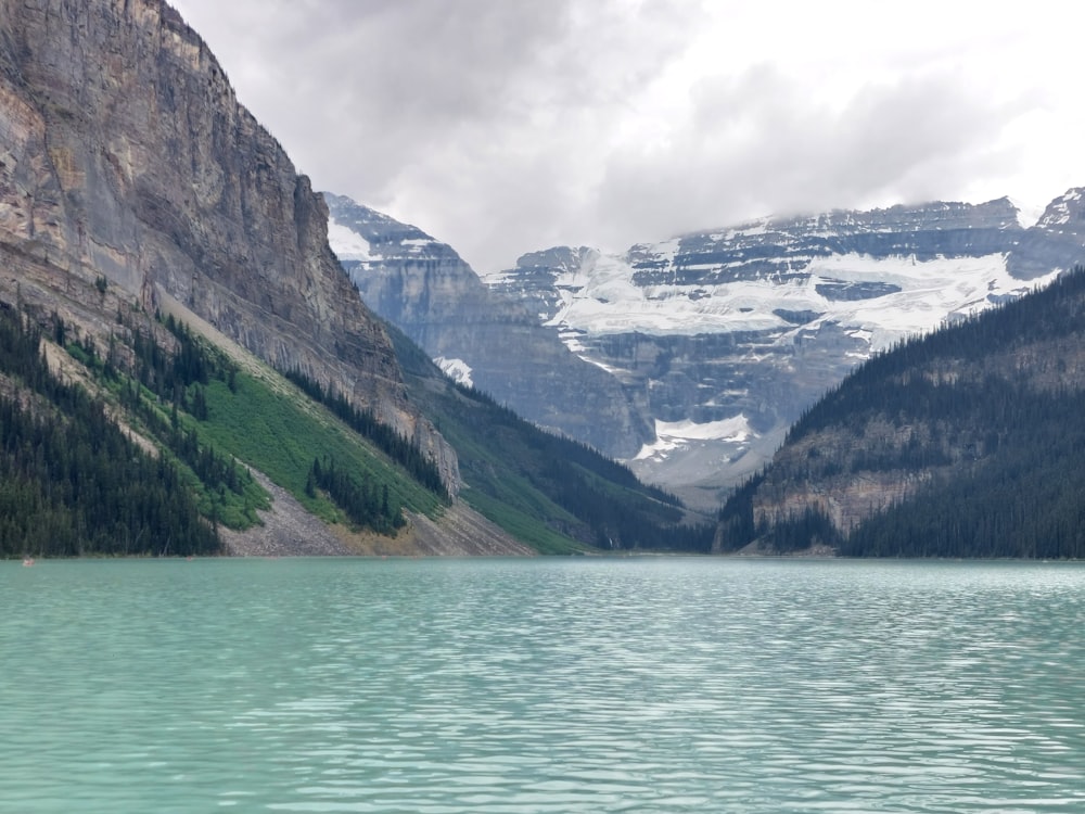 a large body of water surrounded by mountains