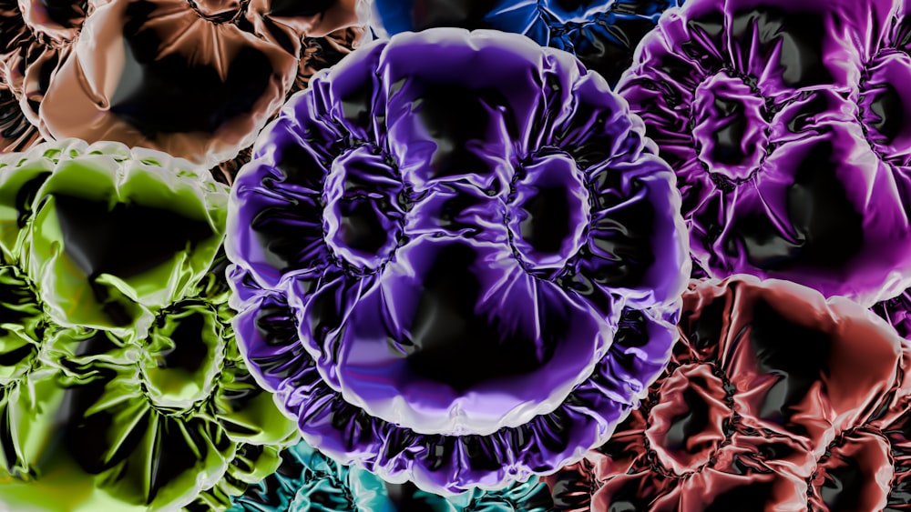 um close up de um ramo de flores de cores diferentes