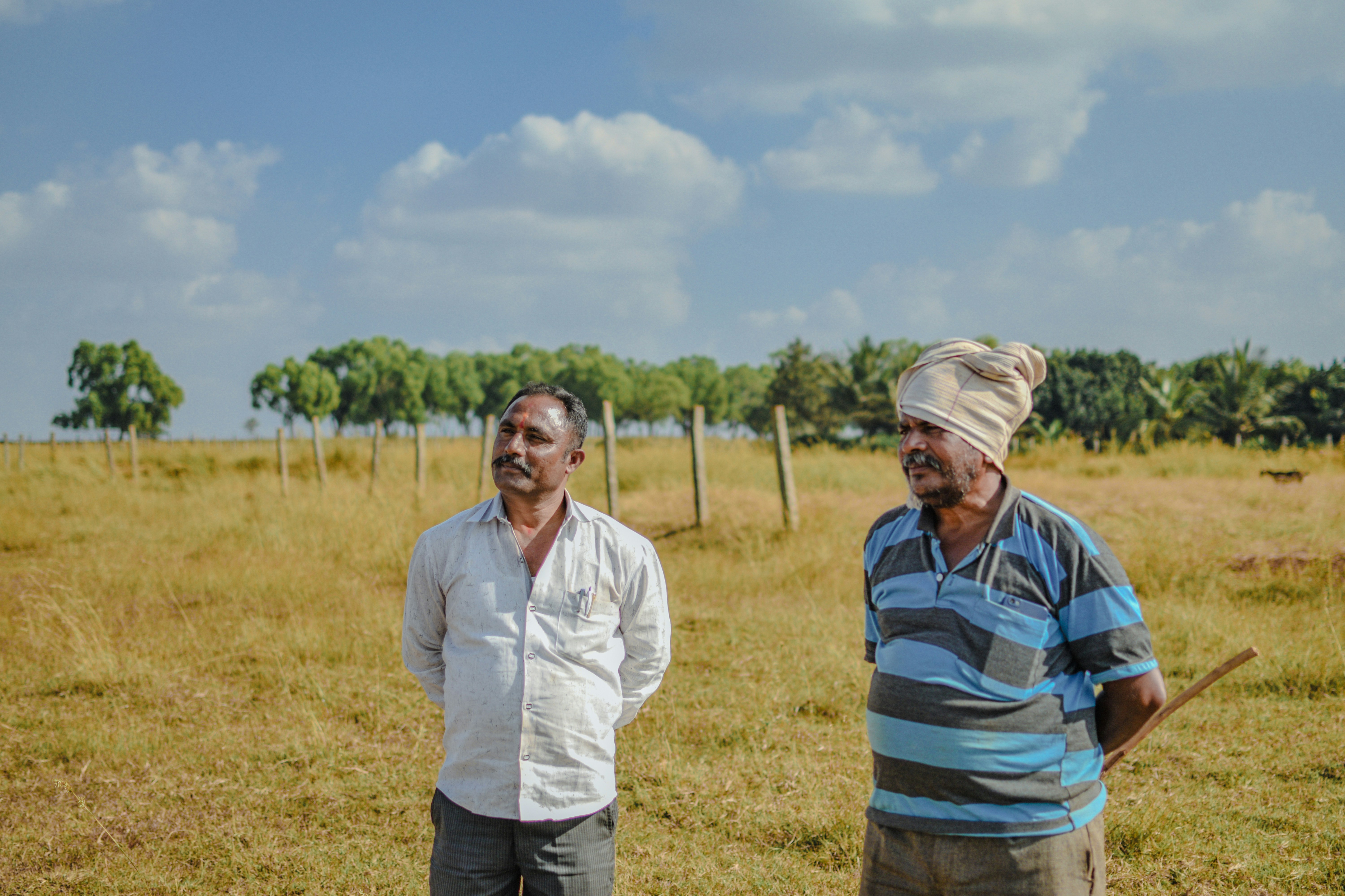 Men standing in field