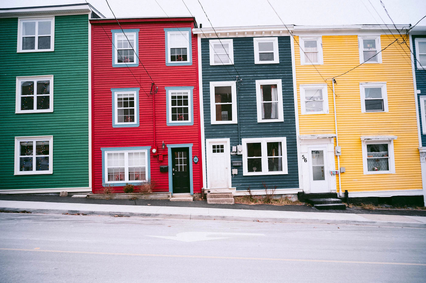 Colourful Jellybean Row houses in downtown St. John's, Newfoundland and Labrador