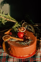 A festive cake decorated with sparkling red and green sugar crystals.