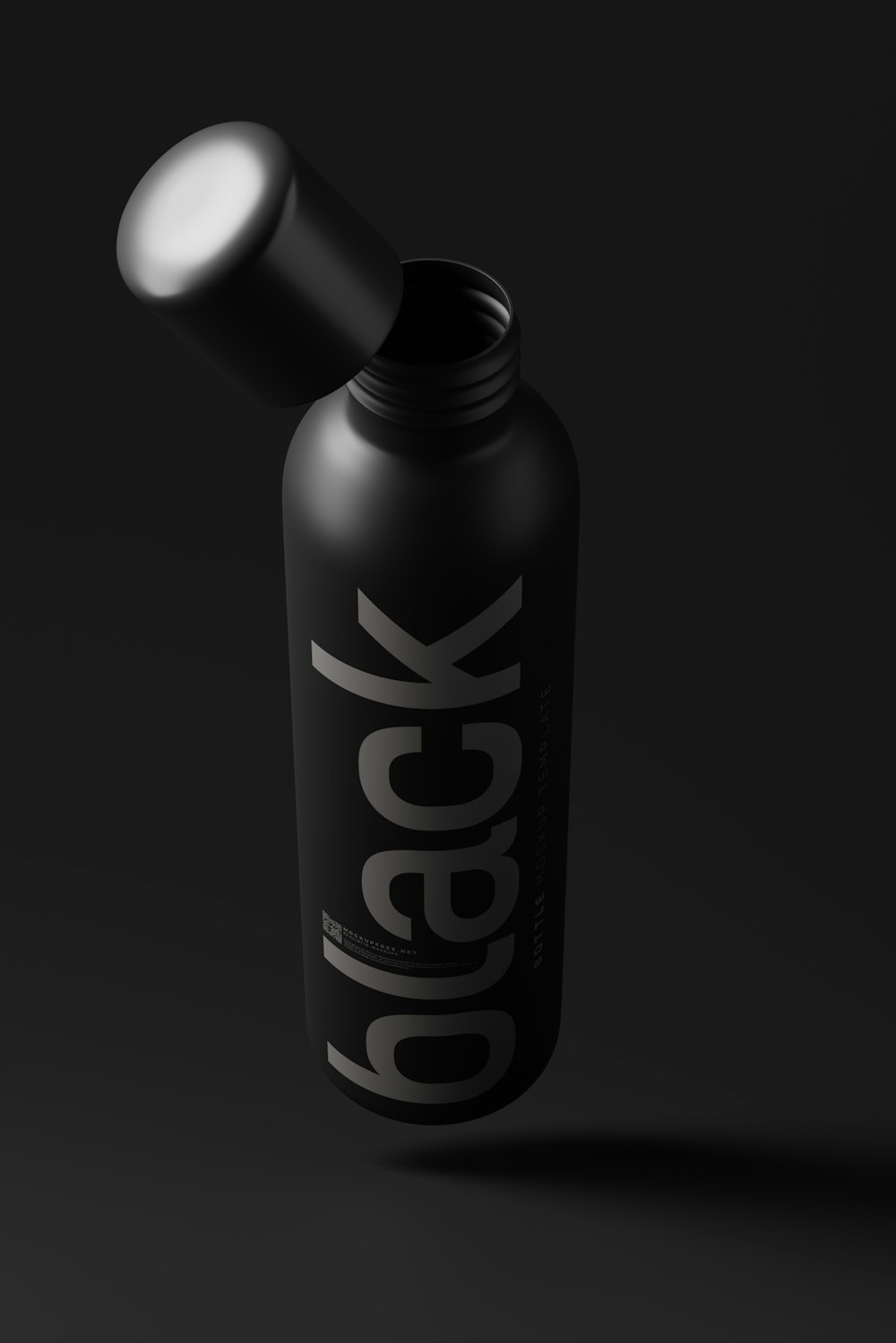 a black bottle with a light on top of it