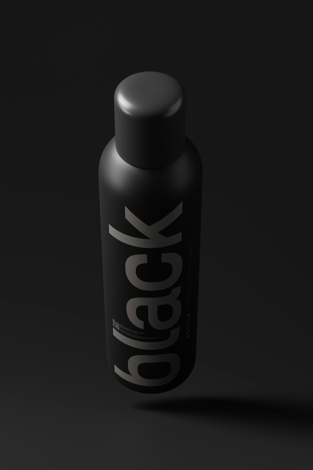 a black bottle with the word black on it