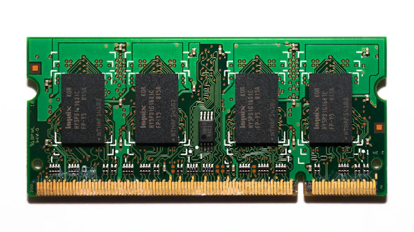 Close-up of a RAM memory module ready to be installed