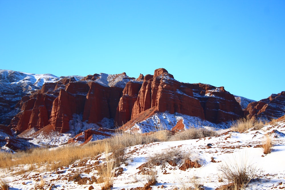 a snow covered mountain with a clear blue sky