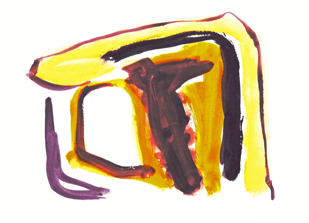 a drawing of a yellow and black object
