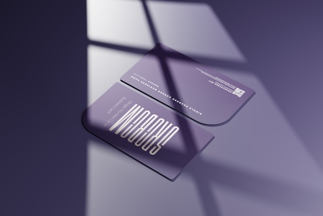A sleek digital business card displayed on a smartphone screen with vibrant colors and clear text