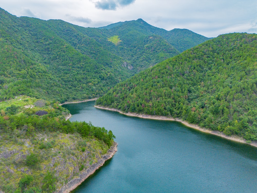 a large body of water surrounded by mountains