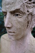 Close-up of a finely detailed 3D printed resin portrait.