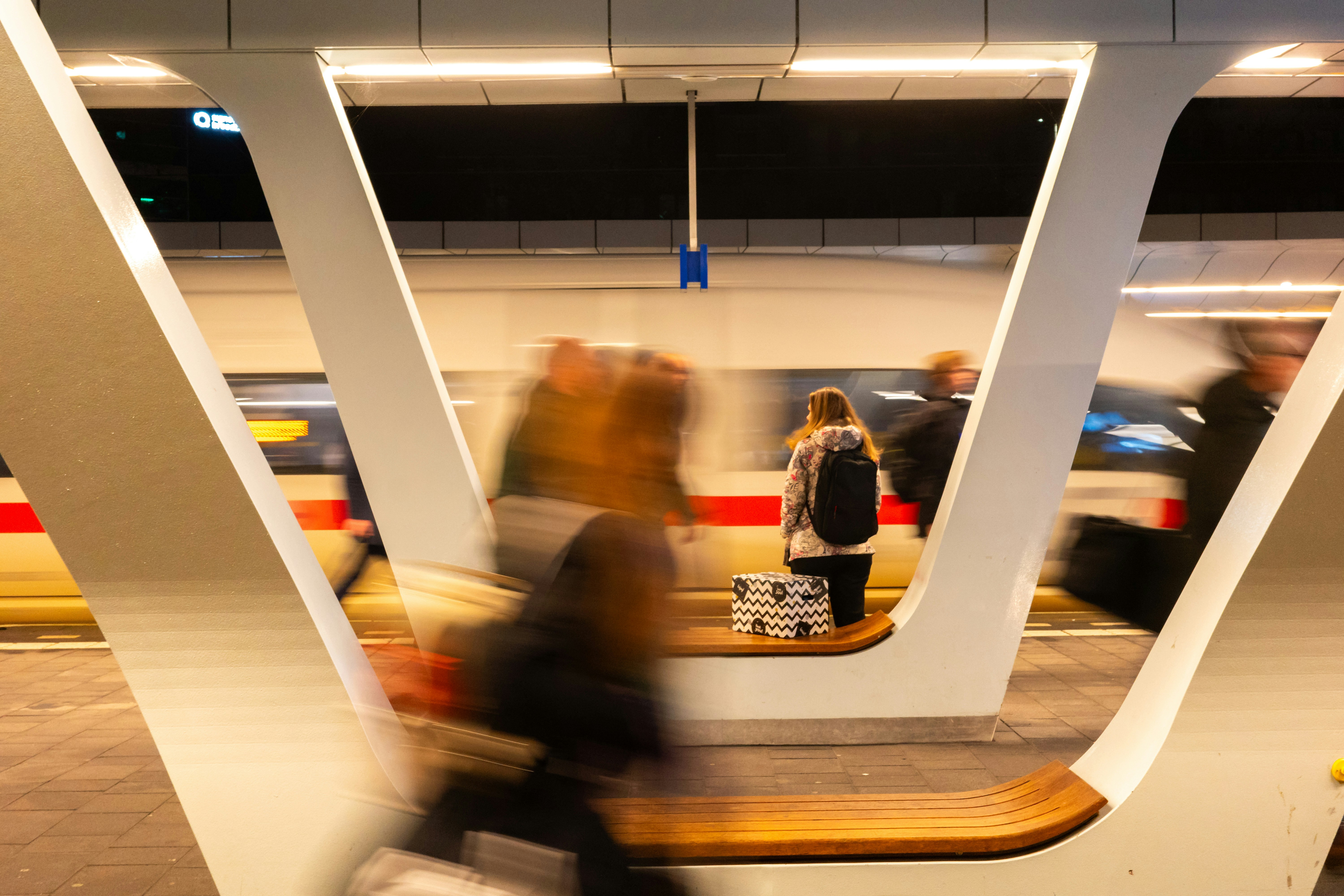 a blurry photo of people waiting at a train station, Arnhem