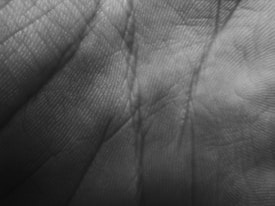 A close-up view of a hand's palm showcasing the intricate patterns of lines and the texture of the skin. The image emphasizes the natural ridges and grooves, highlighting the unique fingerprint-like design.