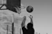 Young basketball player making a perfect shot during a 3x3 game at Raipur Basketball Academy.