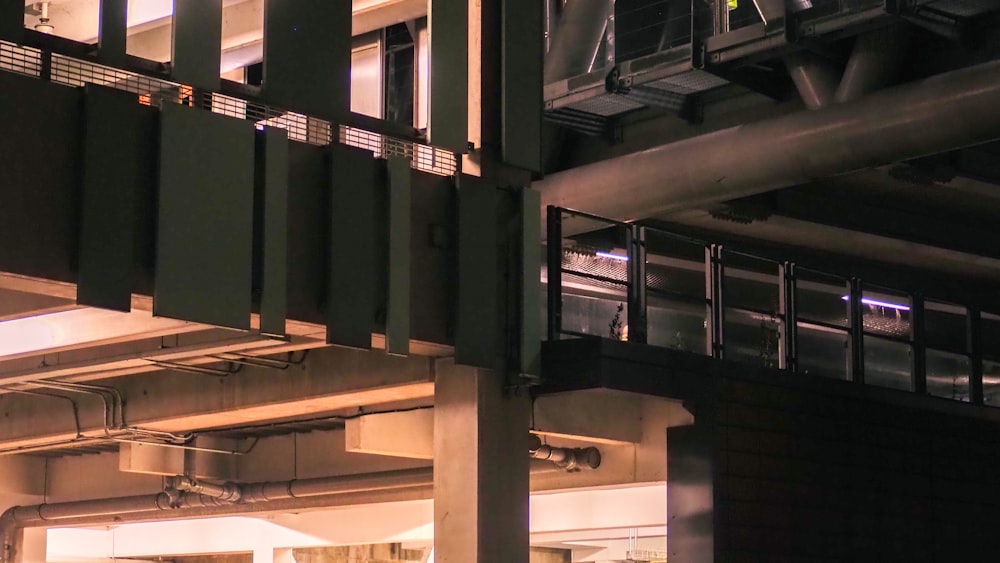 a view of a parking garage from below