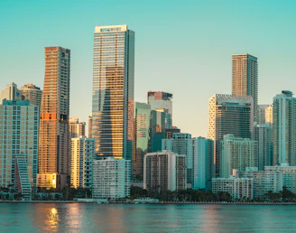 a view of a city skyline from a body of water