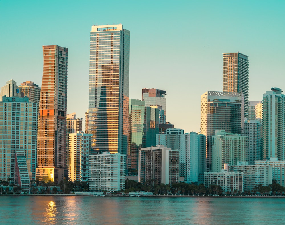 a view of a city skyline from a body of water