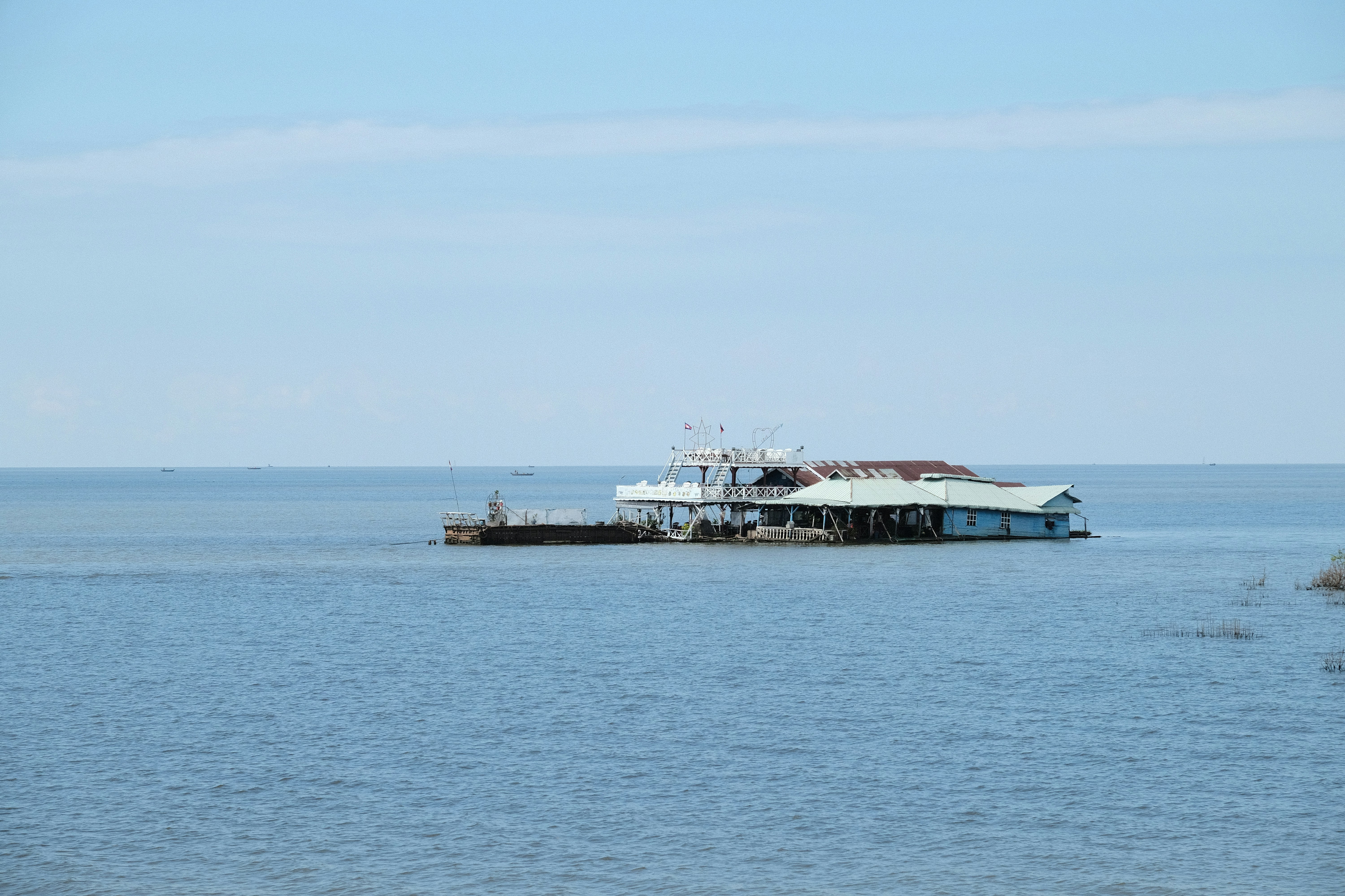 Flooding restaurant on the biggest south-east Asia fresh water lake- Tonle Sap.