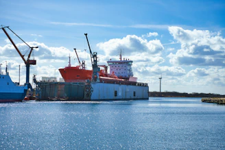 a large cargo ship sitting in the water
