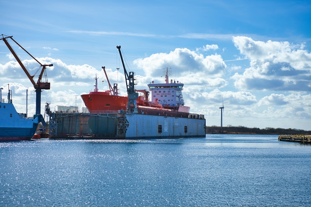 a large cargo ship sitting in the water