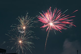 a couple of fireworks that are in the sky