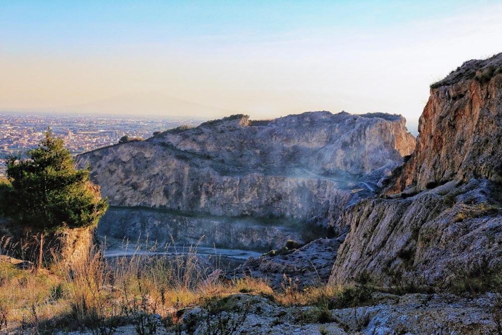 a view of a city from a mountain top