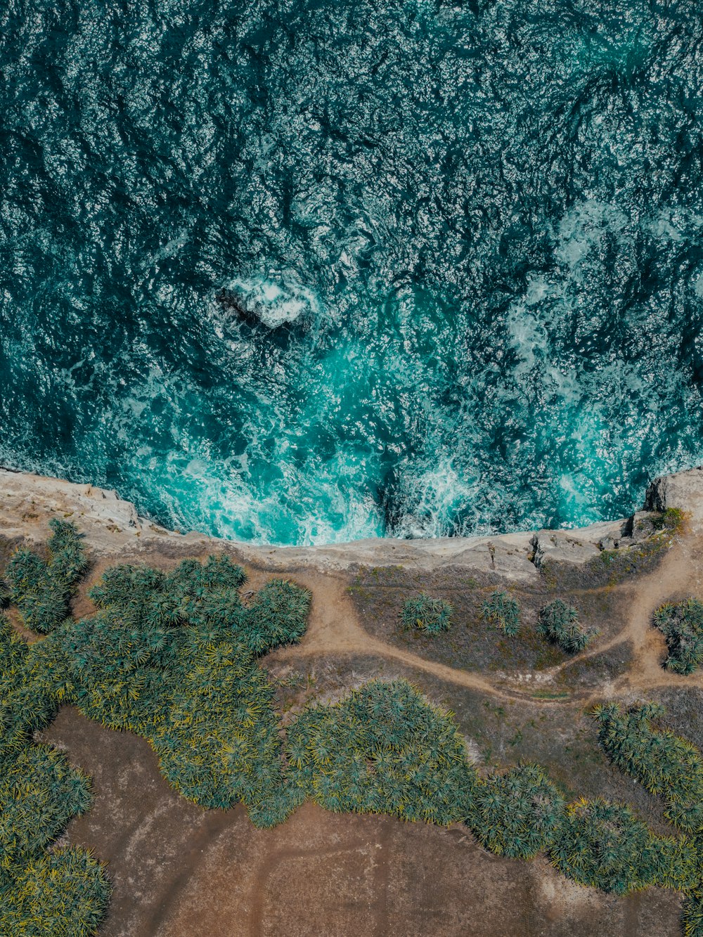 an aerial view of a body of water