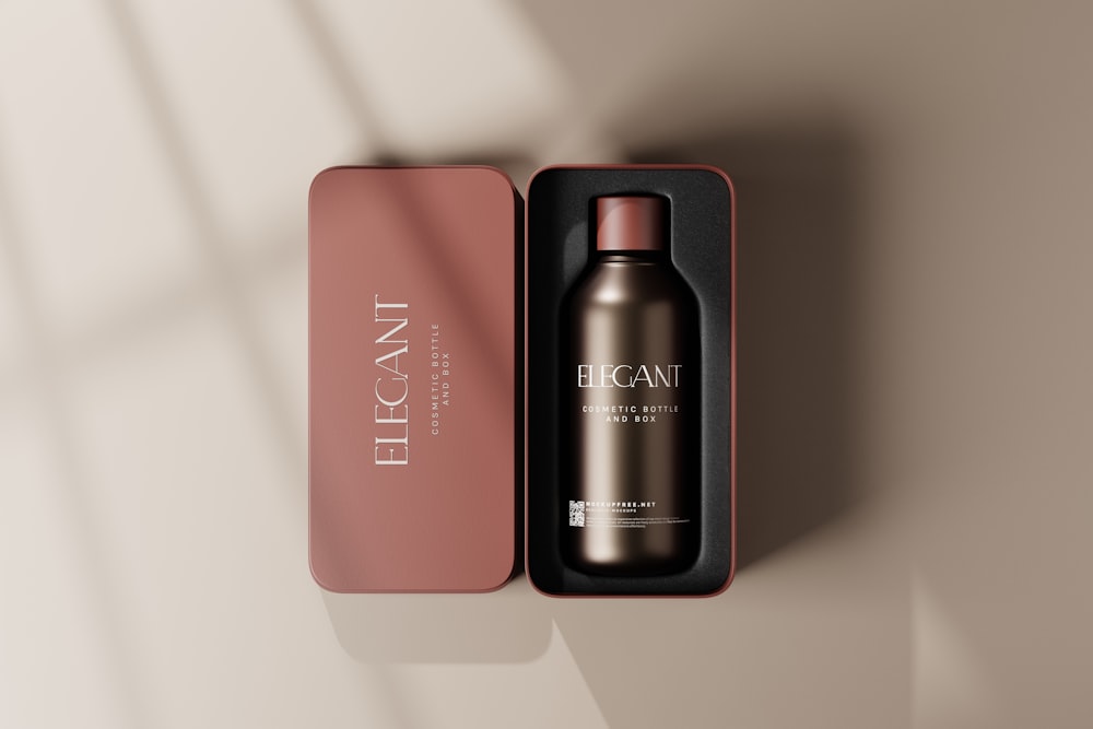 a bottle of bleacan in a pink box