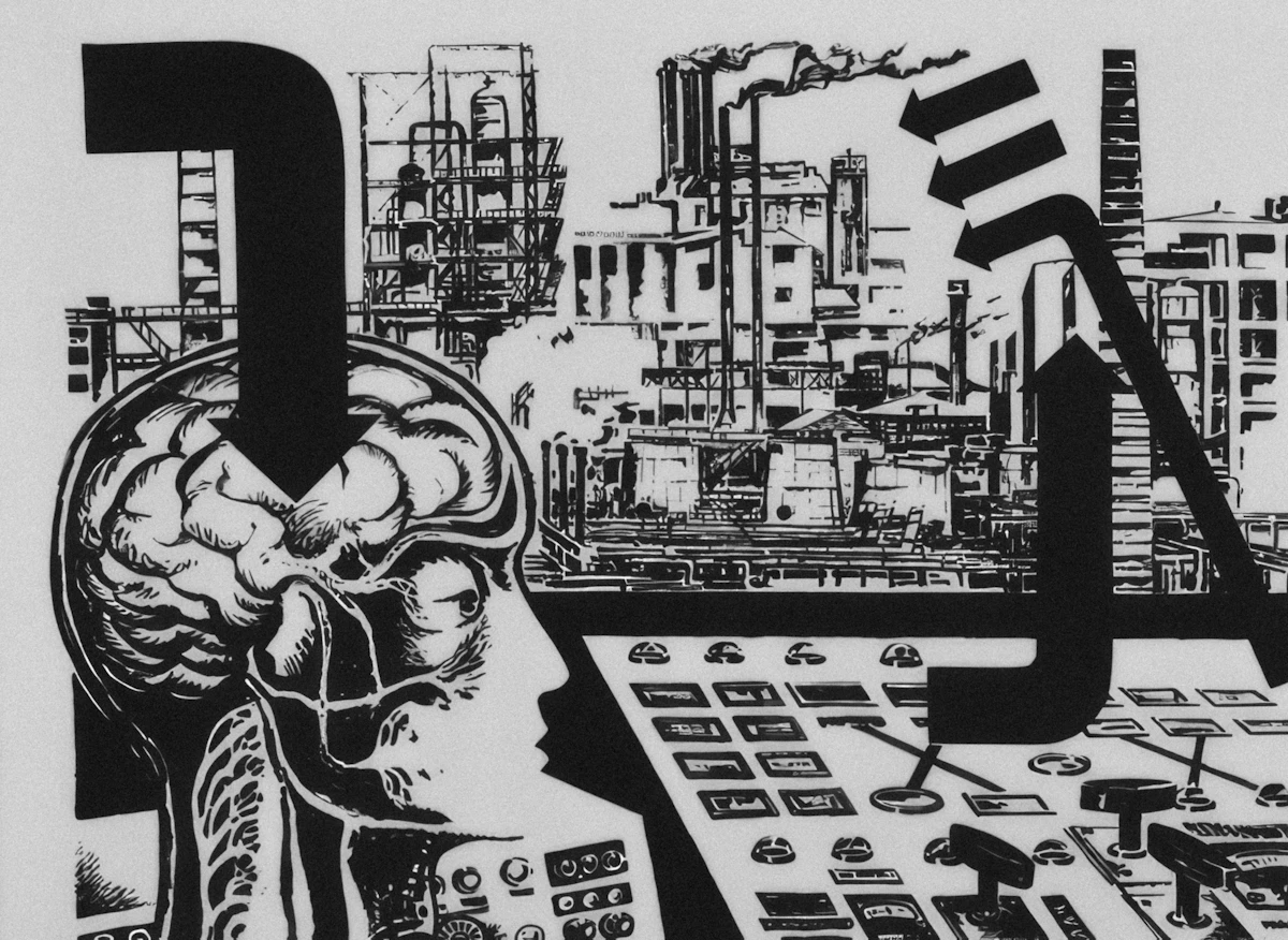 Concepto abstracto de manipulación psicológica e influencia, núcleo de los ataques de ingeniería social.