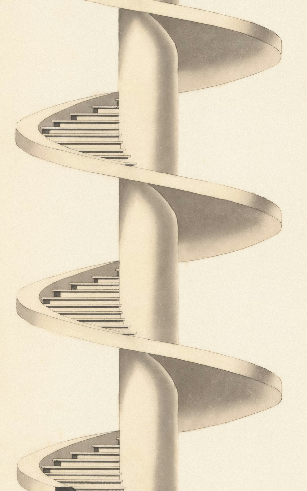 a drawing of a spiral staircase in a building
