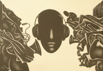a drawing of a person with headphones on