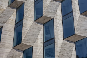 a close up of a building with many windows