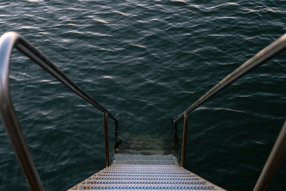 a stairway leading down to the water from a boat