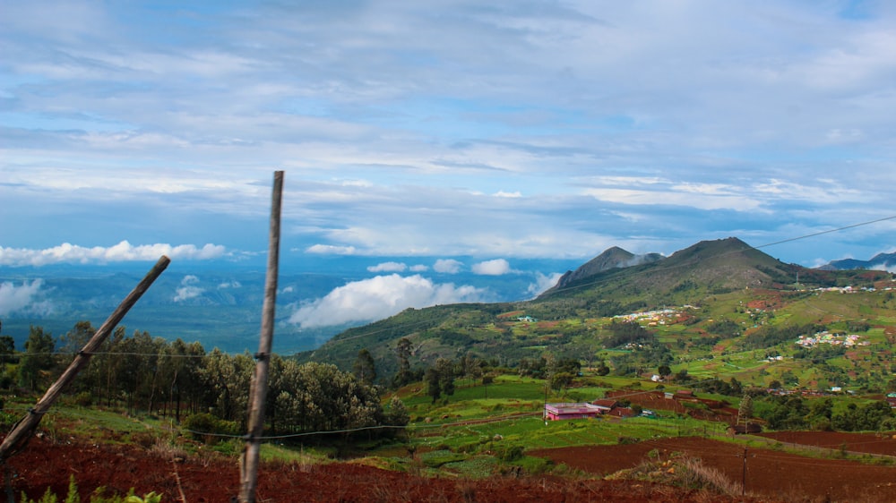 a scenic view of a lush green valley