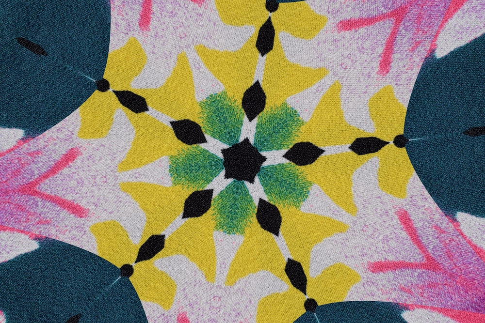 a picture of a colorful flower pattern on a piece of cloth