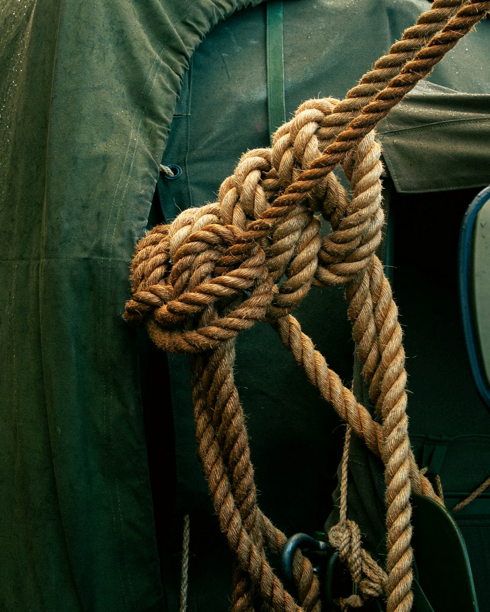 a close up of a rope on a boat