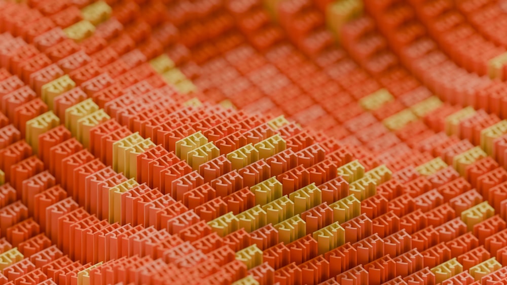 a close up of a red and yellow pattern