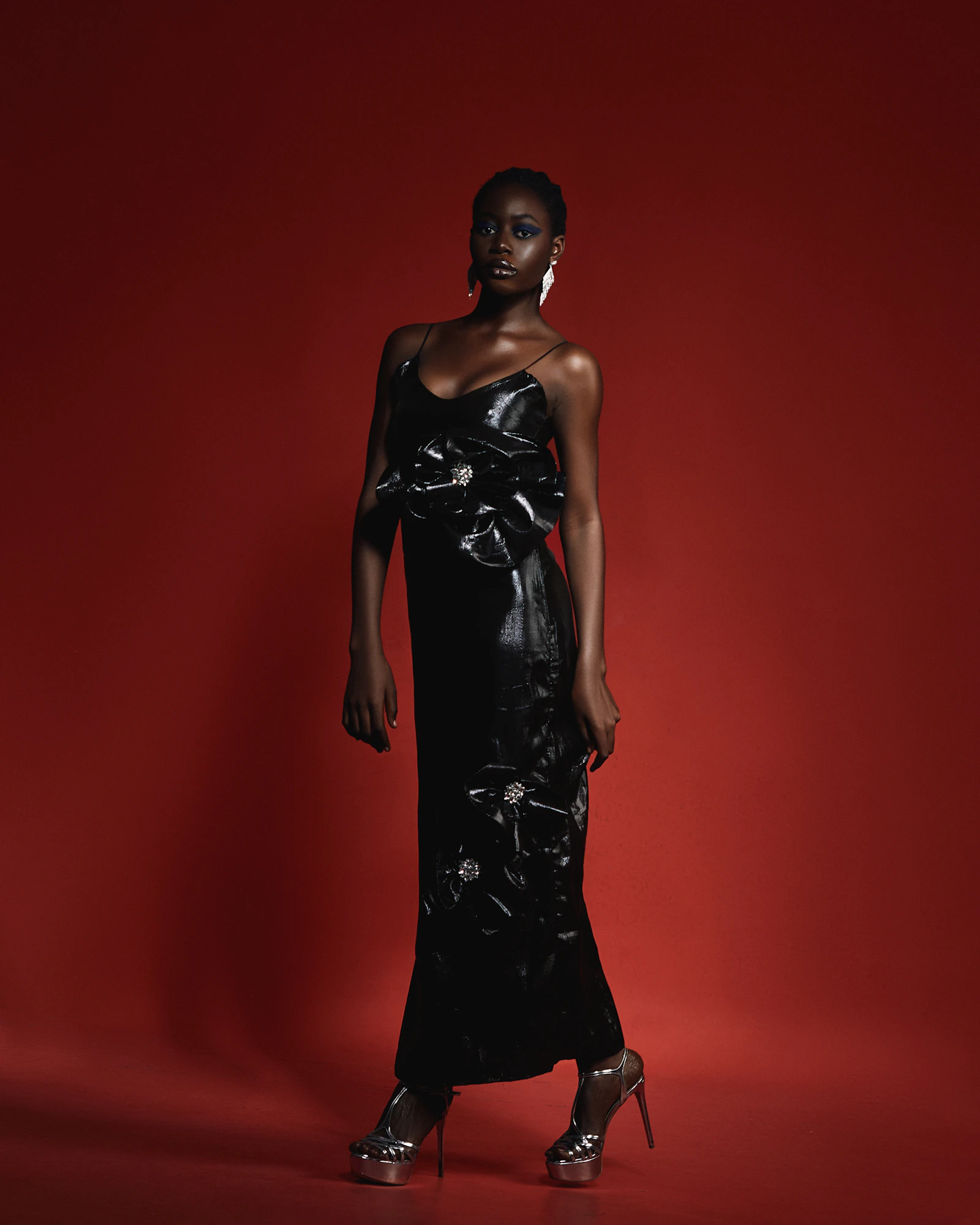 Model in a black dress