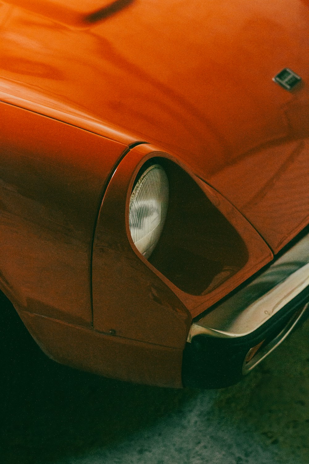 a close up of the front end of a car