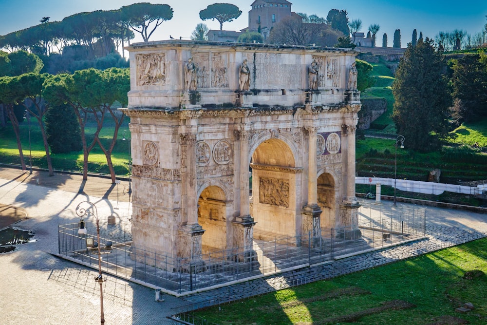 a large stone structure in the middle of a park