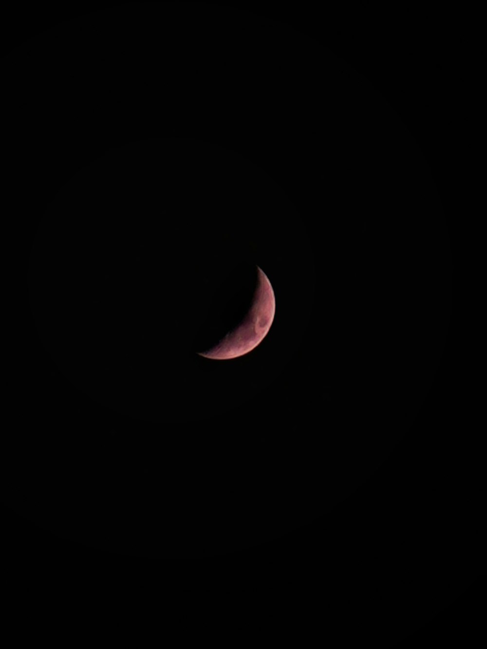 a half moon is seen in the dark sky