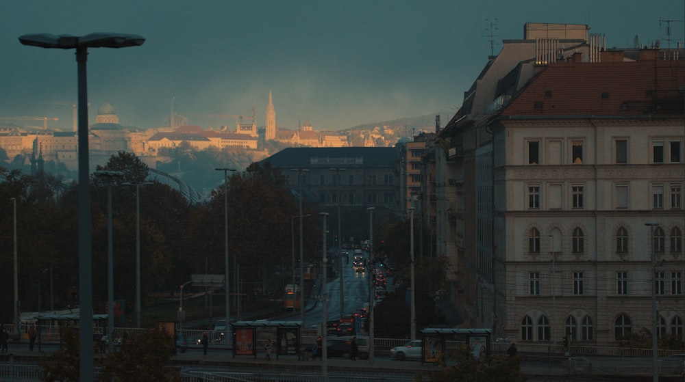 a view of a city from a distance