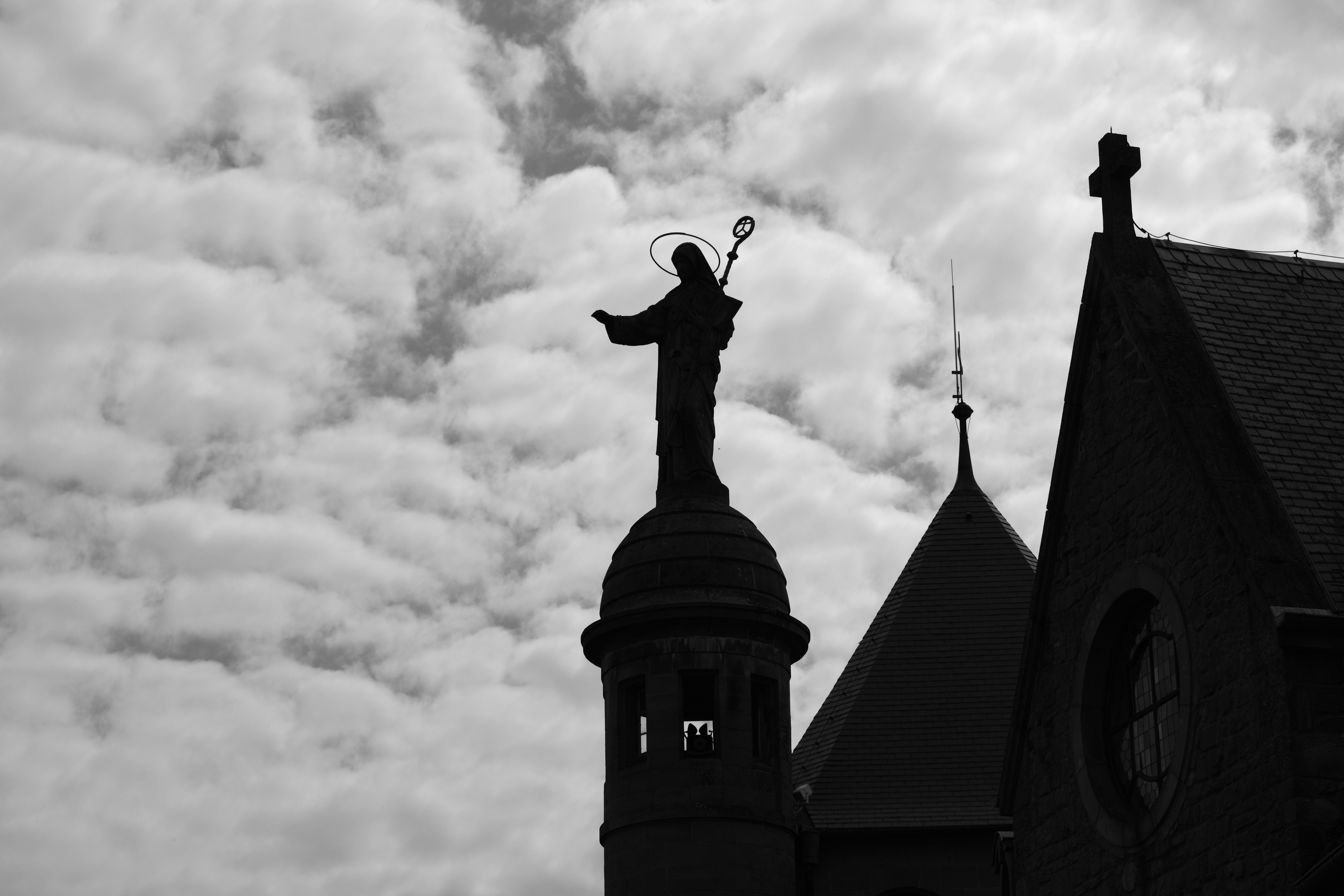A black and white photo of a church steeple photo – Free Grey Image on ...