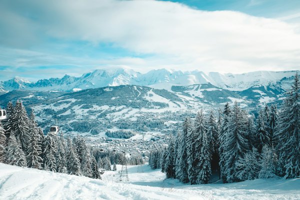 The ski area and the Mont Blanc range — Megève, France